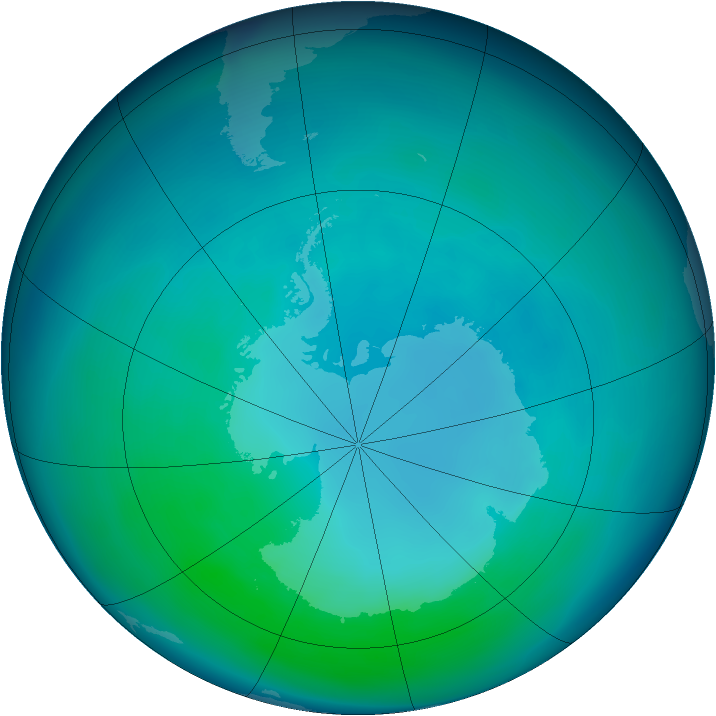 Antarctic ozone map for April 2005